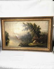 MaxSold Auction: Framed Oil Painting — Pastoral Landscape with Lake, 42 x 28 in - Toronto (Ontario, Canada) PARTNER MANAGED Downsizing Online Auction - Research Road (STORAGE)