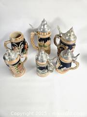MaxSold Auction: Lot of 6 German Handgemalt Ceramic Steins with Pewter Lids - Toronto (Ontario, Canada) PARTNER MANAGED Downsizing Online Auction - Research Road (STORAGE)
