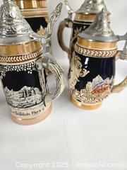 MaxSold Auction: Lot of 6 German Handgemalt Ceramic Steins with Pewter Lids - Toronto (Ontario, Canada) PARTNER MANAGED Downsizing Online Auction - Research Road (STORAGE)