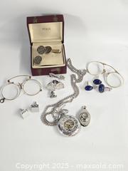 MaxSold Auction: Lot of Men's Vintage Accessories: Pocket Watch, Cufflinks, Tie Bars - Toronto (Ontario, Canada) PARTNER MANAGED Downsizing Online Auction - Research Road (STORAGE)