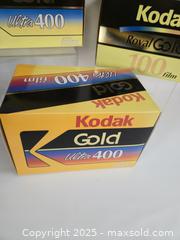 MaxSold Auction: Promotional Kodak 35mm Film Lot — Gold Ultra 400 & Royal Gold 100 (3 boxes) - Toronto (Ontario, Canada) PARTNER MANAGED Downsizing Online Auction - Research Road (STORAGE)