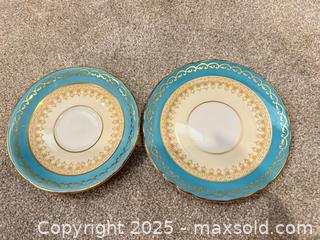 MaxSold Auction: AYNSLEY AQUA#8011-FILIGREE GOLD SCROLLS(1930+) SAUCER AND BREAD PLATE - Kingston (Ontario, Canada) SELLER MANAGED Downsizing Online Auction - Crossfield Avenue