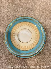 MaxSold Auction: AYNSLEY AQUA#8011-FILIGREE GOLD SCROLLS(1930+) SAUCER AND BREAD PLATE - Kingston (Ontario, Canada) SELLER MANAGED Downsizing Online Auction - Crossfield Avenue
