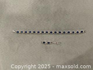 MaxSold Auction: Vintage Avon Blue and Clear stones silver toned tennis bracelet with extension - Kingston (Ontario, Canada) SELLER MANAGED Downsizing Online Auction - Crossfield Avenue