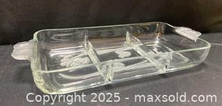 MaxSold Auction: Vintage-Dish-Rectangular-Frosted-Flowers-Sectional-Serving Ware-Glassware-Handles - Campbell (California, USA) SELLER MANAGED Downsizing Online Auction - Dell Avenue
