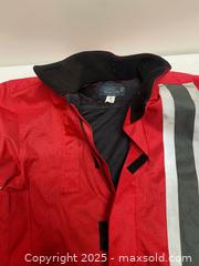 MaxSold Auction: Corazzo Red Motorcycle Riding Jacket w/ Reflective Stripes – Size M – Made in Canada - Vancouver (British Columbia, Canada) SELLER MANAGED Reseller Online Auction - East 7th Avenue (STORAGE)