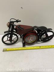 MaxSold Auction: Title (MaxSold): Decorative Motorcycle-Shaped Table Clock, Metal & Wood Finish  - Vancouver (British Columbia, Canada) SELLER MANAGED Reseller Online Auction - East 7th Avenue (STORAGE)