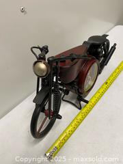 MaxSold Auction: Title (MaxSold): Decorative Motorcycle-Shaped Table Clock, Metal & Wood Finish  - Vancouver (British Columbia, Canada) SELLER MANAGED Reseller Online Auction - East 7th Avenue (STORAGE)