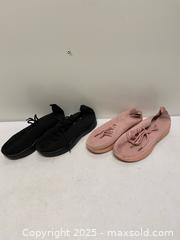 MaxSold Auction: Two Pairs Knit Slip-On Sneakers – Black & Pink, Size 37  - Vancouver (British Columbia, Canada) SELLER MANAGED Reseller Online Auction - East 7th Avenue (STORAGE)
