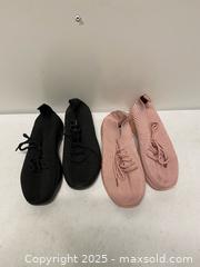MaxSold Auction: Two Pairs Knit Slip-On Sneakers – Black & Pink, Size 37  - Vancouver (British Columbia, Canada) SELLER MANAGED Reseller Online Auction - East 7th Avenue (STORAGE)