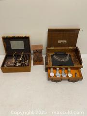 MaxSold Auction: Vintage-Style Wooden Jewelry & Watch Box Lot (Watches Included) - Vancouver (British Columbia, Canada) SELLER MANAGED Reseller Online Auction - East 7th Avenue (STORAGE)
