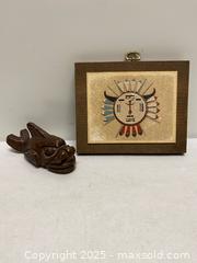 MaxSold Auction: Vintage Apache Sand Painting “The Chiricahua Sun” Rainbow Way NM + Carved Animal - Vancouver (British Columbia, Canada) SELLER MANAGED Reseller Online Auction - East 7th Avenue (STORAGE)