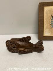 MaxSold Auction: Vintage Apache Sand Painting “The Chiricahua Sun” Rainbow Way NM + Carved Animal - Vancouver (British Columbia, Canada) SELLER MANAGED Reseller Online Auction - East 7th Avenue (STORAGE)