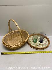 MaxSold Auction: Wicker Basket, Floral Serving Tray & 2 Coca-Cola Glasses - Vancouver (British Columbia, Canada) SELLER MANAGED Reseller Online Auction - East 7th Avenue (STORAGE)