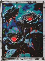 MaxSold Auction: Blood Petals III - Original Mixed Media Floral Painting, 24" x 18" by Tadas Zaicikas (TedyZet) - Toronto (Ontario, Canada) SELLER MANAGED Downsizing Online Auction - Harbord Street