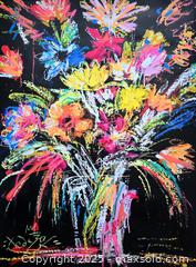 MaxSold Auction: Blooming in Silence - Original Mixed Media Floral Painting, 24" x 18" by Tadas Zaicikas (TedyZet) - Toronto (Ontario, Canada) SELLER MANAGED Downsizing Online Auction - Harbord Street