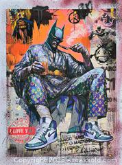 MaxSold Auction: Bruce Wayne after Hours - Original Mixed Media Portrait, 24&#34; x 18&#34; by Tadas Zaicikas (TedyZet) - Toronto (Ontario, Canada) SELLER MANAGED Downsizing Online Auction - Harbord Street