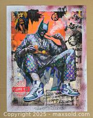 MaxSold Auction: Bruce Wayne after Hours - Original Mixed Media Portrait, 24&#34; x 18&#34; by Tadas Zaicikas (TedyZet) - Toronto (Ontario, Canada) SELLER MANAGED Downsizing Online Auction - Harbord Street