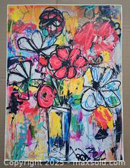 MaxSold Auction: Colour Storm - Original Mixed Media Floral painting, 24" x 18" by Tadas Zaicikas (TedyZet) - Toronto (Ontario, Canada) SELLER MANAGED Downsizing Online Auction - Harbord Street