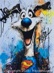 MaxSold Auction: Krypto - Blue Nose Justice - Original Mixed Media portrait of dog, 24&#34; x 18&#34; by Tadas Zaicikas (TedyZet) - Toronto (Ontario, Canada) SELLER MANAGED Downsizing Online Auction - Harbord Street