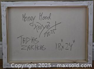 MaxSold Auction: Money Mood - Original Mixed Media Portrait, 18&#34; x 24” by Tadas Zaicikas (TedyZet) - Toronto (Ontario, Canada) SELLER MANAGED Downsizing Online Auction - Harbord Street