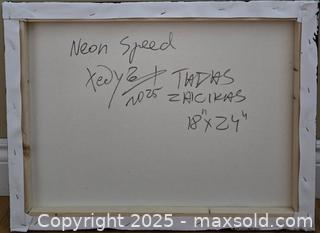 MaxSold Auction: Neon Speed- Original Mixed Media Portrait, 18" x 24” by Tadas Zaicikas (TedyZet) - Toronto (Ontario, Canada) SELLER MANAGED Downsizing Online Auction - Harbord Street