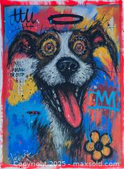 MaxSold Auction: Psychadelic Pup - Original Mixed Media portrait of dog, 24" x 18" by Tadas Zaicikas (TedyZet) - Toronto (Ontario, Canada) SELLER MANAGED Downsizing Online Auction - Harbord Street