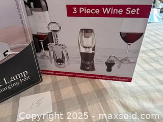 MaxSold Auction: 3-Piece Wine Set and Desk Lamp Lot 15 - Bear (Delaware, USA) SELLER MANAGED Downsizing Online Auction - Donna Marie Way