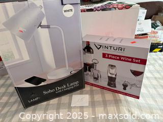 MaxSold Auction: 3-Piece Wine Set and Desk Lamp Lot 15 - Bear (Delaware, USA) SELLER MANAGED Downsizing Online Auction - Donna Marie Way