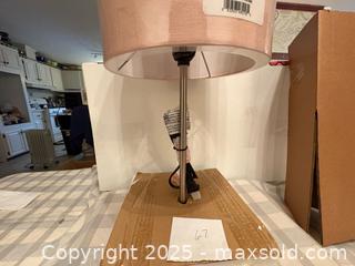 MaxSold Auction: Stick Lamp with Pink Shade Lot 67 - Bear (Delaware, USA) SELLER MANAGED Downsizing Online Auction - Donna Marie Way