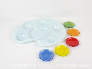 MaxSold Auction: Italian Glass Artist Palette Serving Platter Set - Toronto (Ontario, Canada) SELLER MANAGED Downsizing Online Auction - Esandar Drive (STORAGE)