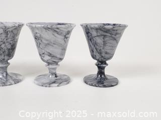 MaxSold Auction: Polished Natural Marble Stone Goblets, Set of 4 - Toronto (Ontario, Canada) SELLER MANAGED Downsizing Online Auction - Esandar Drive (STORAGE)