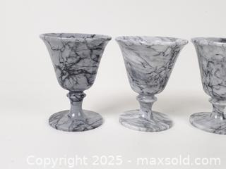 MaxSold Auction: Polished Natural Marble Stone Goblets, Set of 4 - Toronto (Ontario, Canada) SELLER MANAGED Downsizing Online Auction - Esandar Drive (STORAGE)