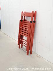 MaxSold Auction: Red Stain Terje Folding Chairs, Set of 2 - Toronto (Ontario, Canada) SELLER MANAGED Downsizing Online Auction - Esandar Drive (STORAGE)