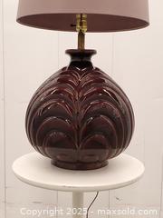 MaxSold Auction: Vintage Large Maroon Glazed Ceramic Art Deco-Style Table Lamp - Toronto (Ontario, Canada) SELLER MANAGED Downsizing Online Auction - Esandar Drive (STORAGE)