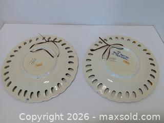 MaxSold Auction: 2x Jay Wilfred Hand Painted In Portugal Roses Wall Plates - Lakeland (Florida, USA) SELLER MANAGED Reseller Online Auction - Dove Meadow Trail