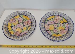 MaxSold Auction: 2x Jay Wilfred Hand Painted In Portugal Roses Wall Plates - Lakeland (Florida, USA) SELLER MANAGED Reseller Online Auction - Dove Meadow Trail
