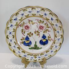 MaxSold Auction: Jay Willfred (Andrea by Sadek) hand-painted ceramic plate with a reticulated rim - Lakeland (Florida, USA) SELLER MANAGED Reseller Online Auction - Dove Meadow Trail