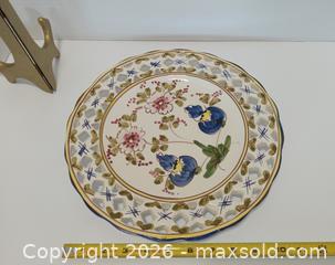 MaxSold Auction: Jay Willfred (Andrea by Sadek) hand-painted ceramic plate with a reticulated rim - Lakeland (Florida, USA) SELLER MANAGED Reseller Online Auction - Dove Meadow Trail