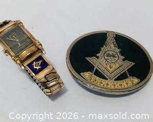 MaxSold Auction: Masonic Wristwatch and belt buckle  - Lakeland (Florida, USA) SELLER MANAGED Reseller Online Auction - Dove Meadow Trail