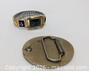 MaxSold Auction: Masonic Wristwatch and belt buckle  - Lakeland (Florida, USA) SELLER MANAGED Reseller Online Auction - Dove Meadow Trail