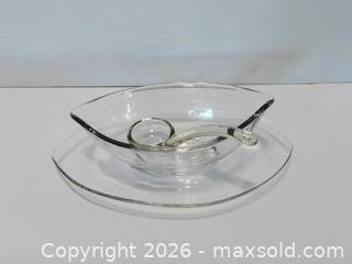 MaxSold Auction: Vintage Duncan & Miller Gravy Boat Set: Art Nouveau Glass, 1930s - Lakeland (Florida, USA) SELLER MANAGED Reseller Online Auction - Dove Meadow Trail