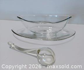 MaxSold Auction: Vintage Duncan & Miller Gravy Boat Set: Art Nouveau Glass, 1930s - Lakeland (Florida, USA) SELLER MANAGED Reseller Online Auction - Dove Meadow Trail