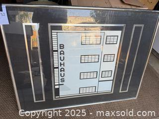MaxSold Auction: Bauhaus Modernist Building Framed Print in Chrome Frame - Los Angeles (California, USA) PARTNER MANAGED Downsizing Online Auction - West 88th Place