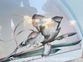 MaxSold Auction: Framed Signed Floral Art Print, Stylized Iris, Approx. 30 x 24 in - Los Angeles (California, USA) PARTNER MANAGED Downsizing Online Auction - West 88th Place