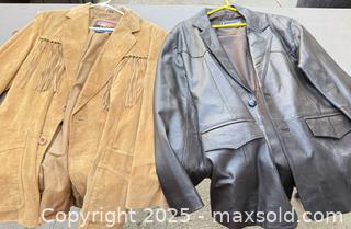 MaxSold Auction: Lot of 2 Men's Leather Jackets — Suede Fringe & Smooth Blazer - Los Angeles (California, USA) PARTNER MANAGED Downsizing Online Auction - West 88th Place