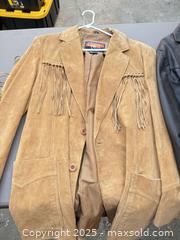 MaxSold Auction: Lot of 2 Men's Leather Jackets — Suede Fringe & Smooth Blazer - Los Angeles (California, USA) PARTNER MANAGED Downsizing Online Auction - West 88th Place