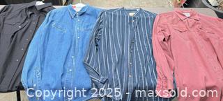 MaxSold Auction: Lot of 4 Men's Long-Sleeve Button Shirts — Wrangler, Schaefer, Scully - Los Angeles (California, USA) PARTNER MANAGED Downsizing Online Auction - West 88th Place