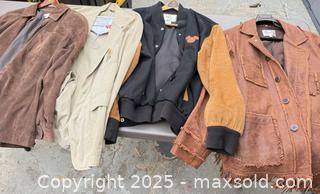 MaxSold Auction: Lot of 4 Men's/Women's Casual Jackets — Suede, Leather, Canvas, Wool - Los Angeles (California, USA) PARTNER MANAGED Downsizing Online Auction - W 88th Place
