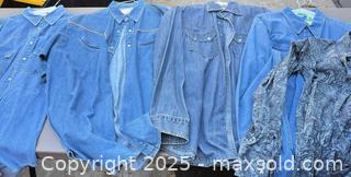 MaxSold Auction: Lot of 5 Large Denim/Western Button-Up Shirts - Los Angeles (California, USA) PARTNER MANAGED Downsizing Online Auction - West 88th Place